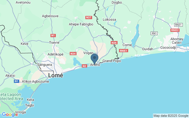 Kaart met locatie Aneho